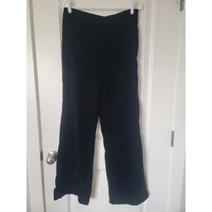 Zara Womens Black Velvet Wide Leg High Waisted Trousers Pants Size Medium